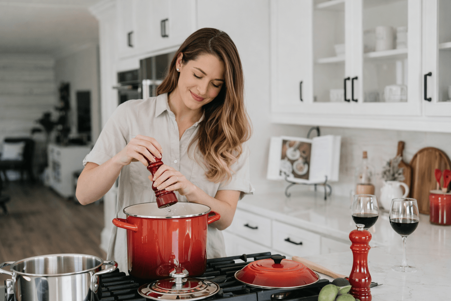 Home cook preparing ingredients in a warm kitchen