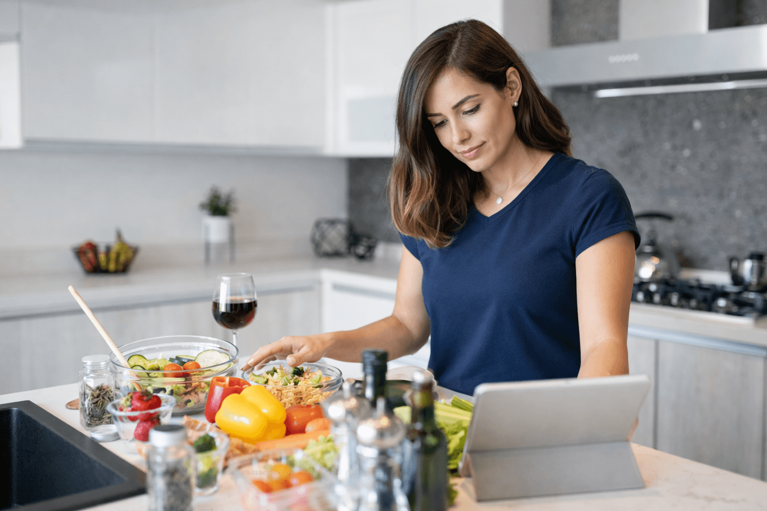 Home cook preparing ingredients in a warm kitchen