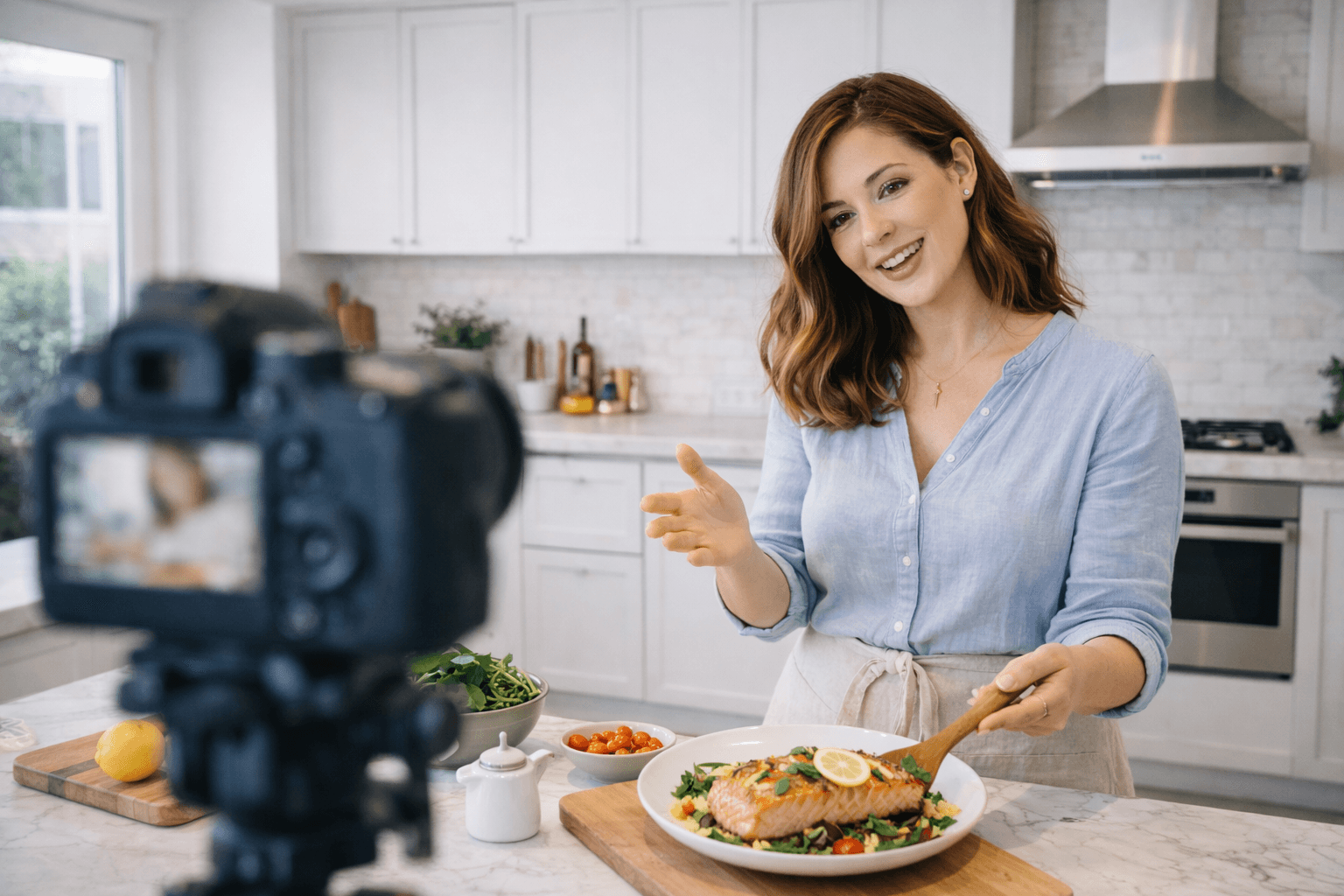 Home cook preparing ingredients in a warm kitchen